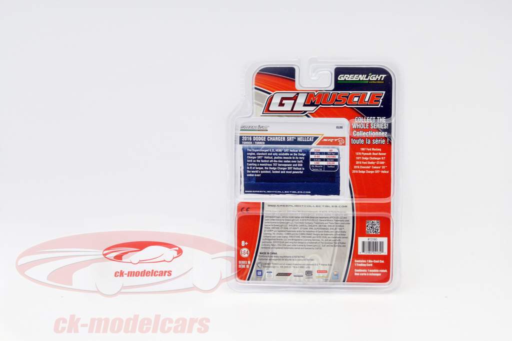 Dodge Charger SRT Hellcat año 2016 rojo 1:64 Greenlight