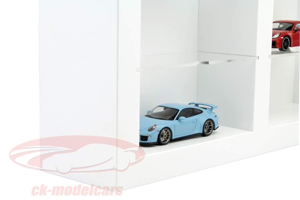 En bois haute qualité vitrine pour 12 voitures modèles blanc 1:43 Porsche