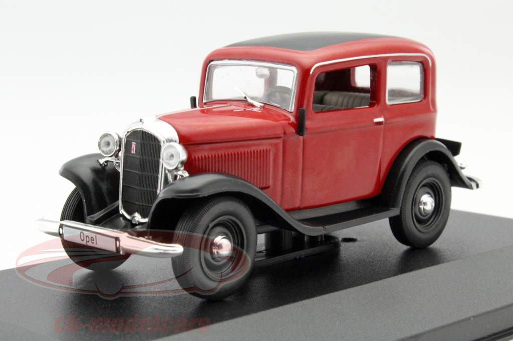 Opel P4 jaar 1935 rood 1:43 WhiteBox