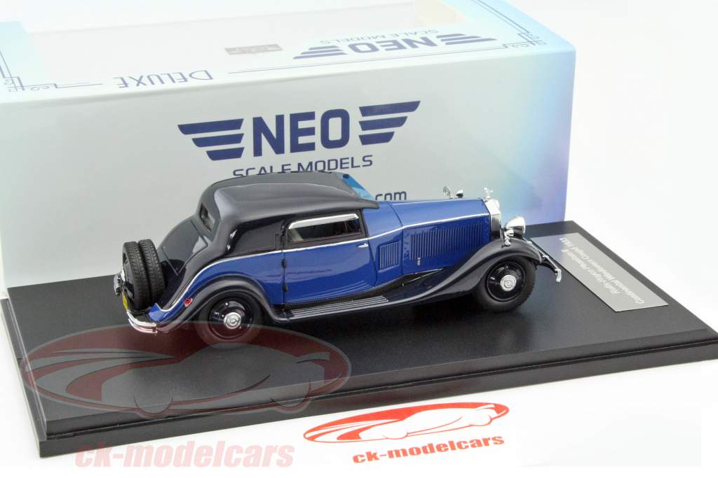 Rolls Royce Phantom II Continental Windovers Coupe année 1933 bleu 1:43 Neo