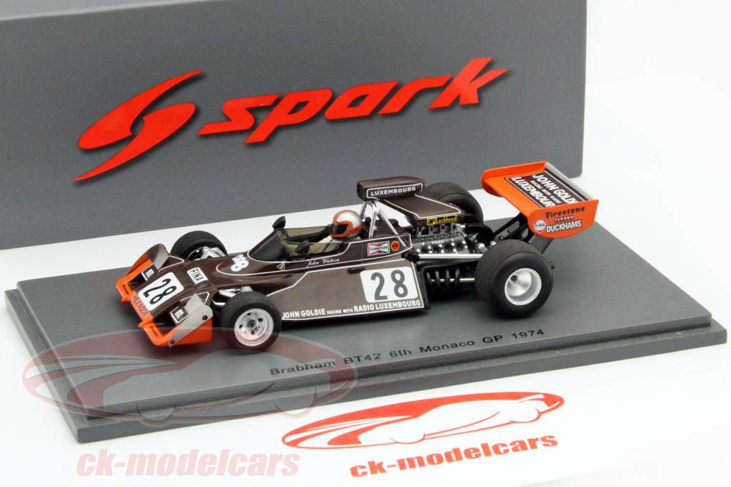 John Watson Brabham BT42 #28 Monaco GP formule 1 1974 1:43 Spark