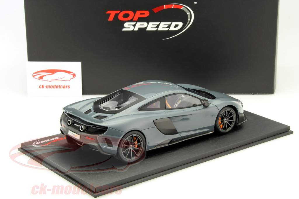 McLaren 675LT jaar 2015 grijs 1:18 TrueScale