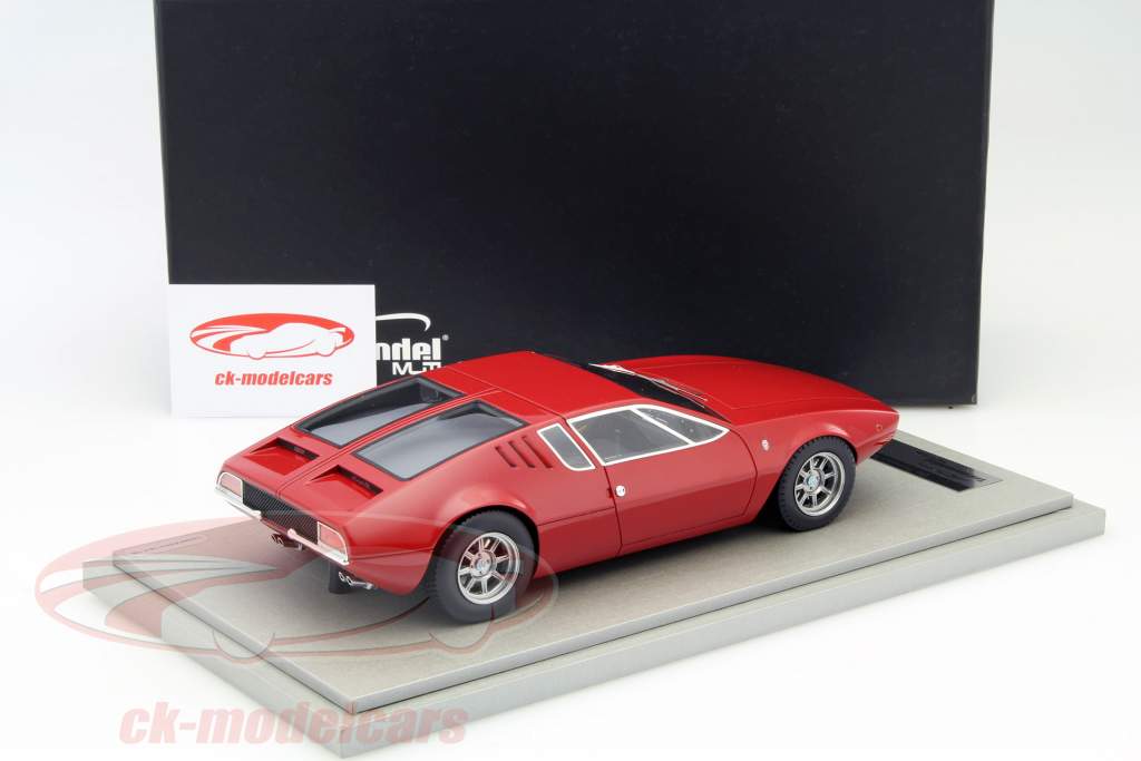 De Tomaso Mangusta år 1971 gloss rød 1:18 Tecnomodel