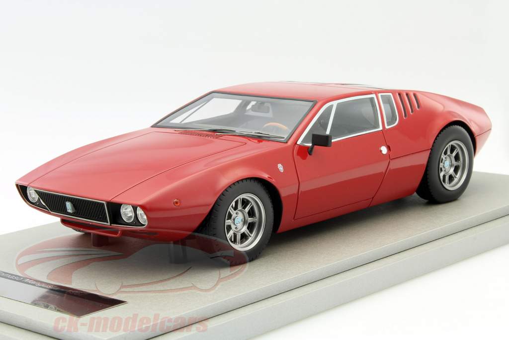 De Tomaso Mangusta år 1971 gloss rød 1:18 Tecnomodel