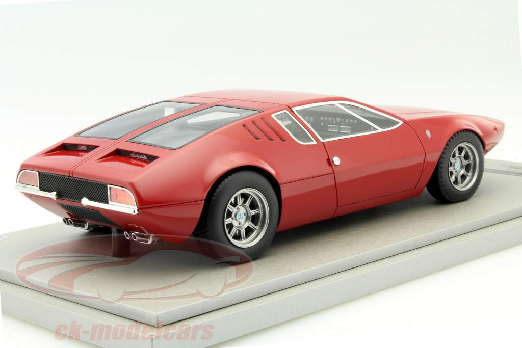 De Tomaso Mangusta år 1971 gloss rød 1:18 Tecnomodel