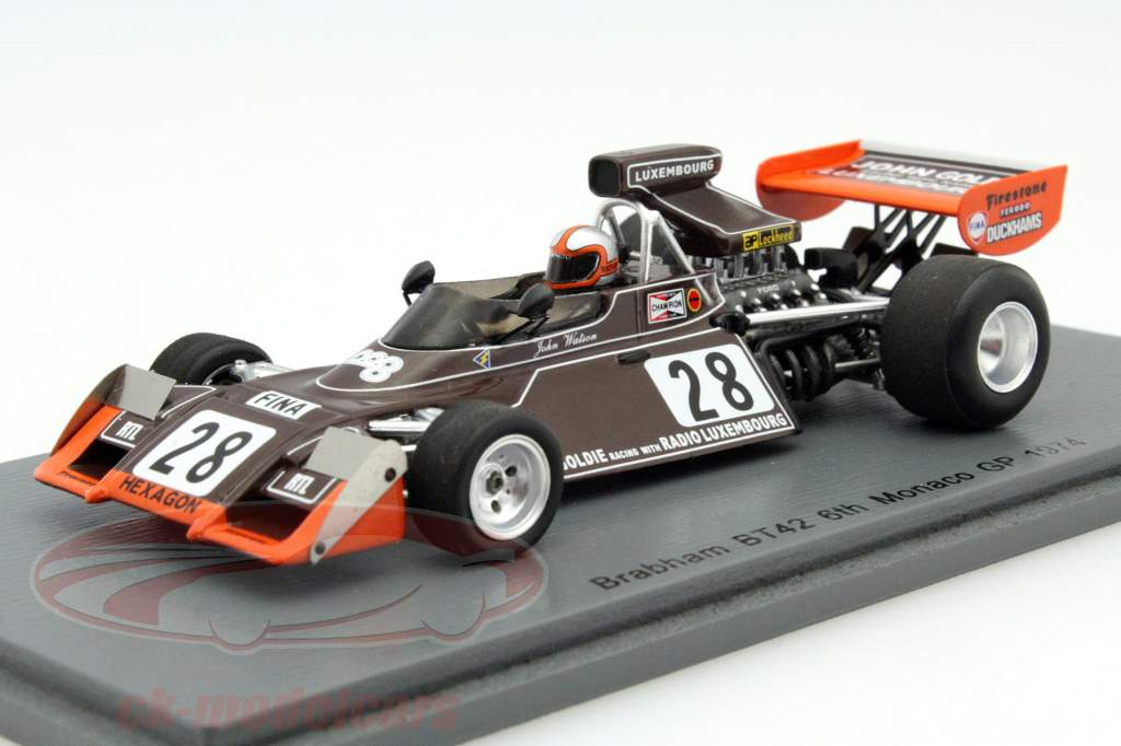 John Watson Brabham BT42 #28 Monaco GP formule 1 1974 1:43 Spark