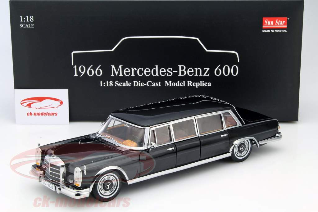 Mercedes-Benz 600 Pullman jaar 1966 zwart 1:18 SunStar