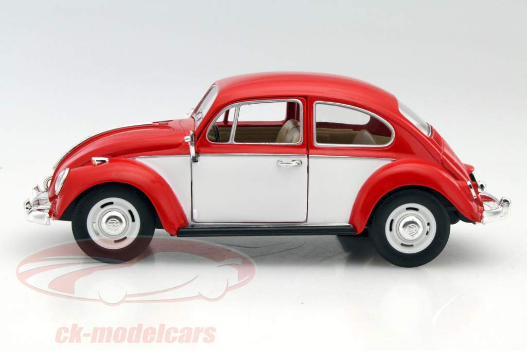 Volkswagen VW Classic Beetle 年 1967 红 / 白 1:24 Kinsmart