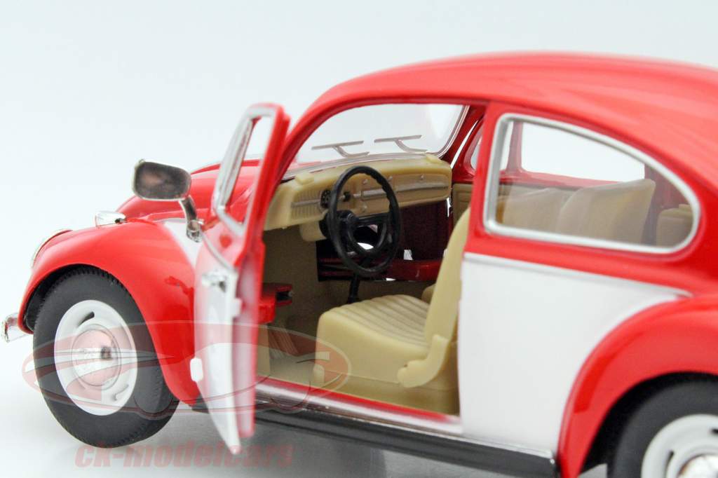 Volkswagen VW Classic Beetle 年 1967 红 / 白 1:24 Kinsmart