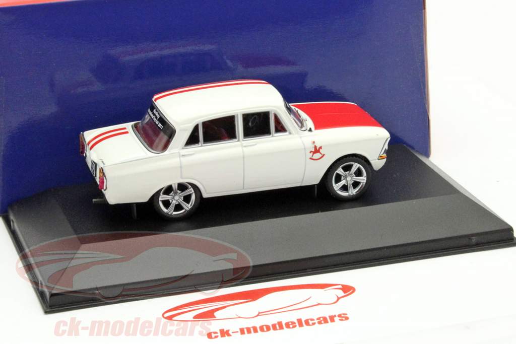 Moskwitch 408 Custom Tuning jaar 1968 Toy Fair Nürnberg 2011 wit / rood 1:43 Ixo