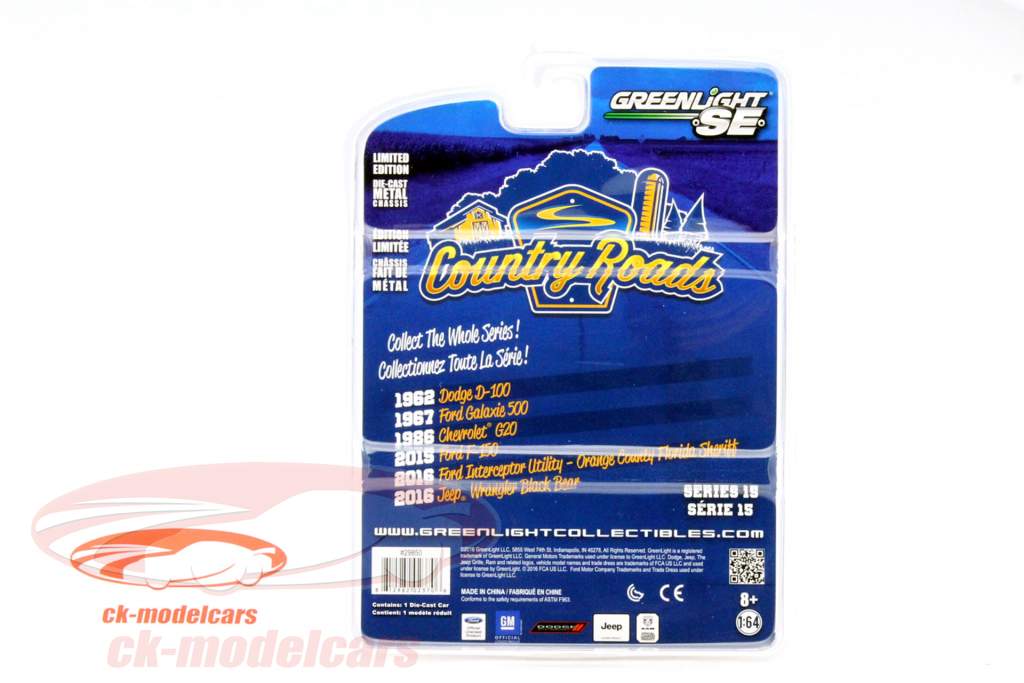 Jeep Wrangler Black Bear jaar 2016 rood 1:64 Greenlight