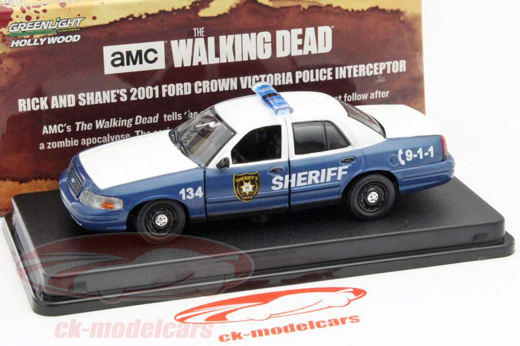 Ford Crown Victoria Police Interceptor séries The Walking Dead bleu / blanc 1:43 Greenlight