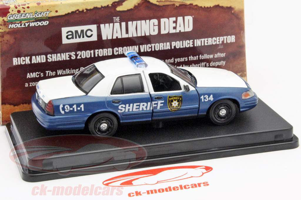 Ford Crown Victoria Police Interceptor séries The Walking Dead bleu / blanc 1:43 Greenlight