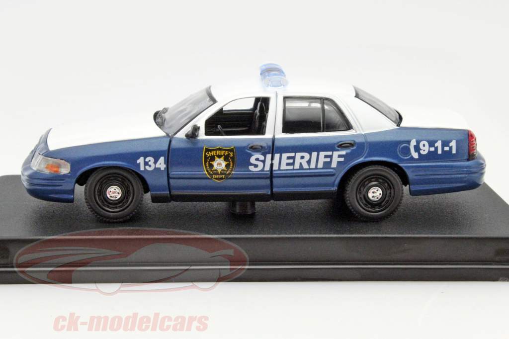 Ford Crown Victoria Police Interceptor séries The Walking Dead bleu / blanc 1:43 Greenlight