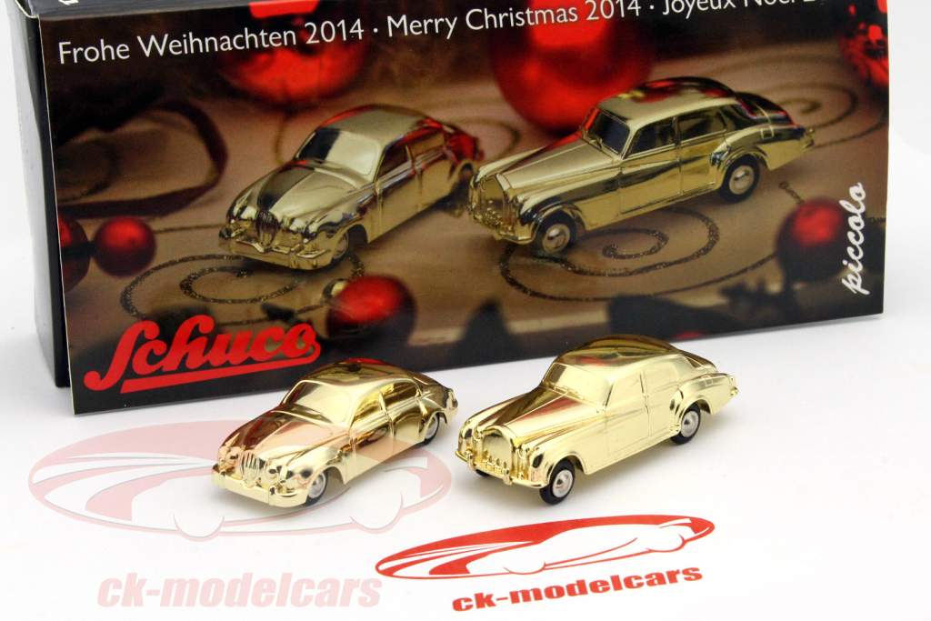 Jaguar MK II e Rolls Royce Silver Cloud Natal 2014 ouro 1:64 Schuco