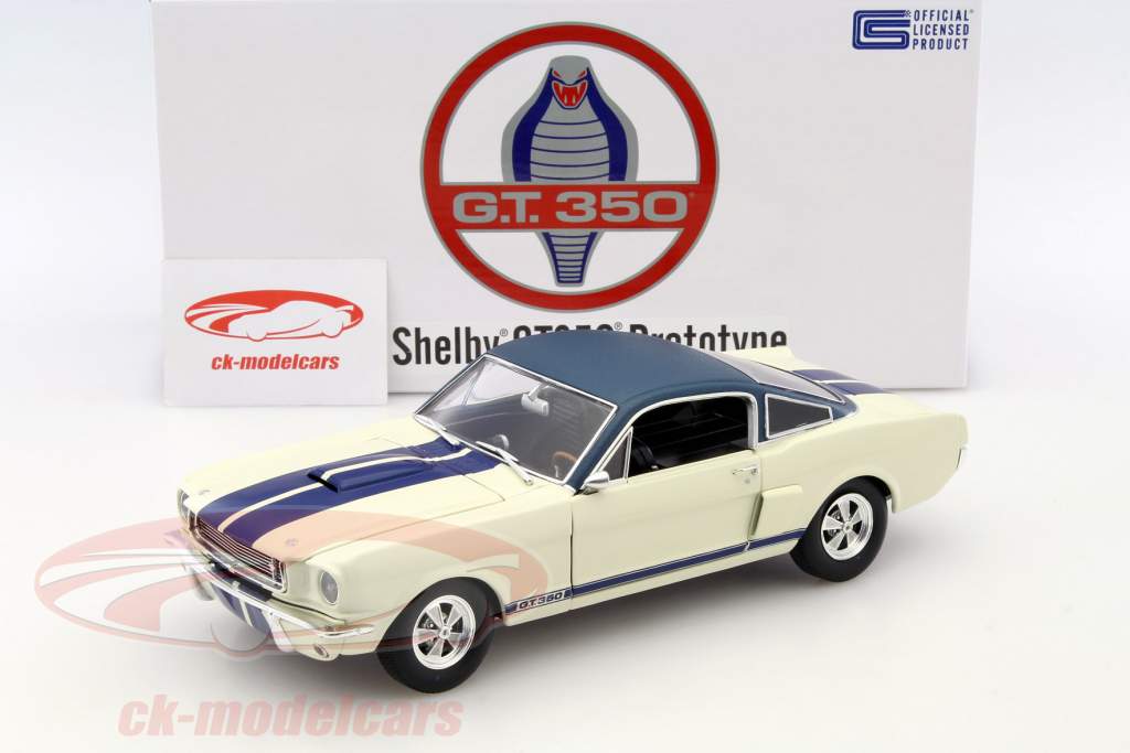 Shelby GT 350 Prototype jaar 1966 wit / blauw 1:18 GMP