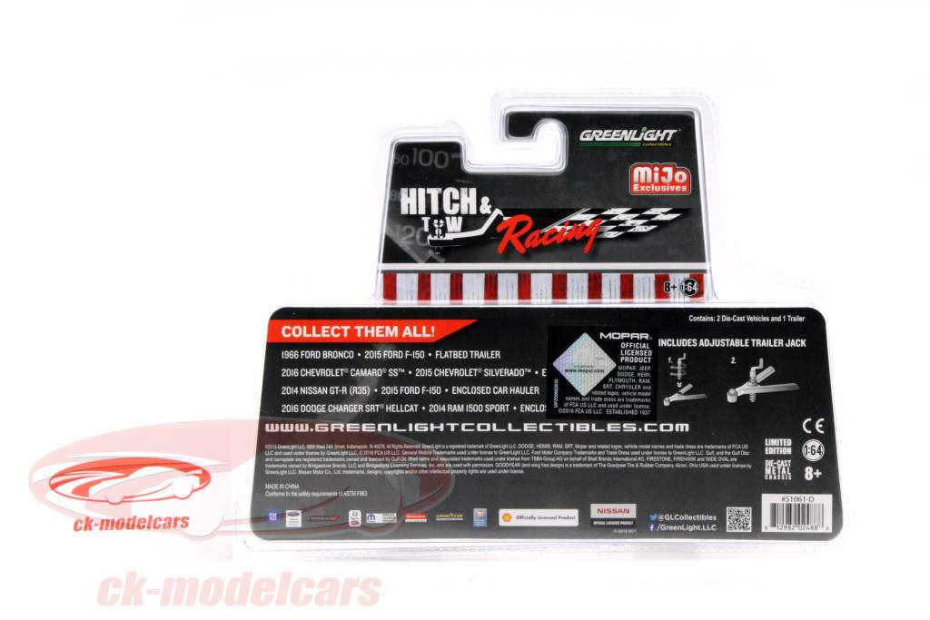 Dodge Charger SRT Hellcat 和 Dodge Ram 1500 Sport 同 Car Hauler Mopar 1:64 Greenlight