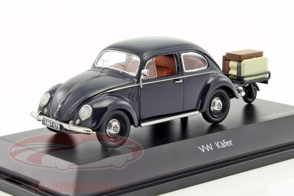 Volkswagen VW Käfer avec bande-annonce bleu foncé 1:43 Schuco