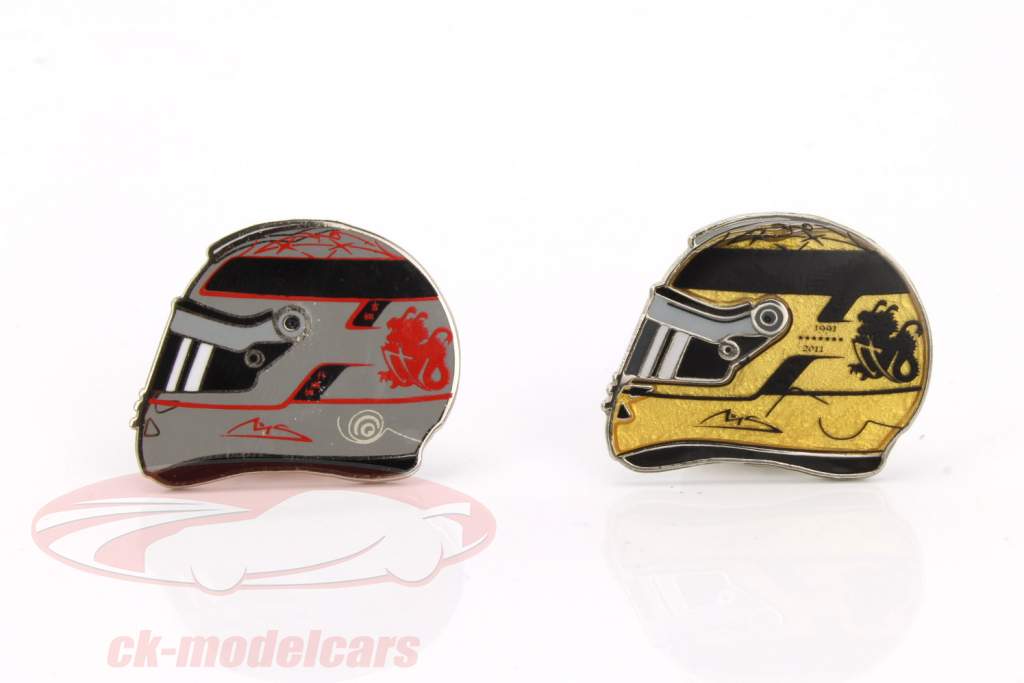 Michael Schumacher Pin conjunto capacetes ouro / platina