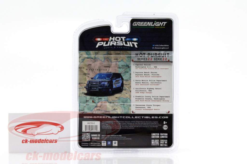 Ford Police Interceptor Utility Baujahr 2016 Franklin County schwarz / weiß 1:64 Greenlight