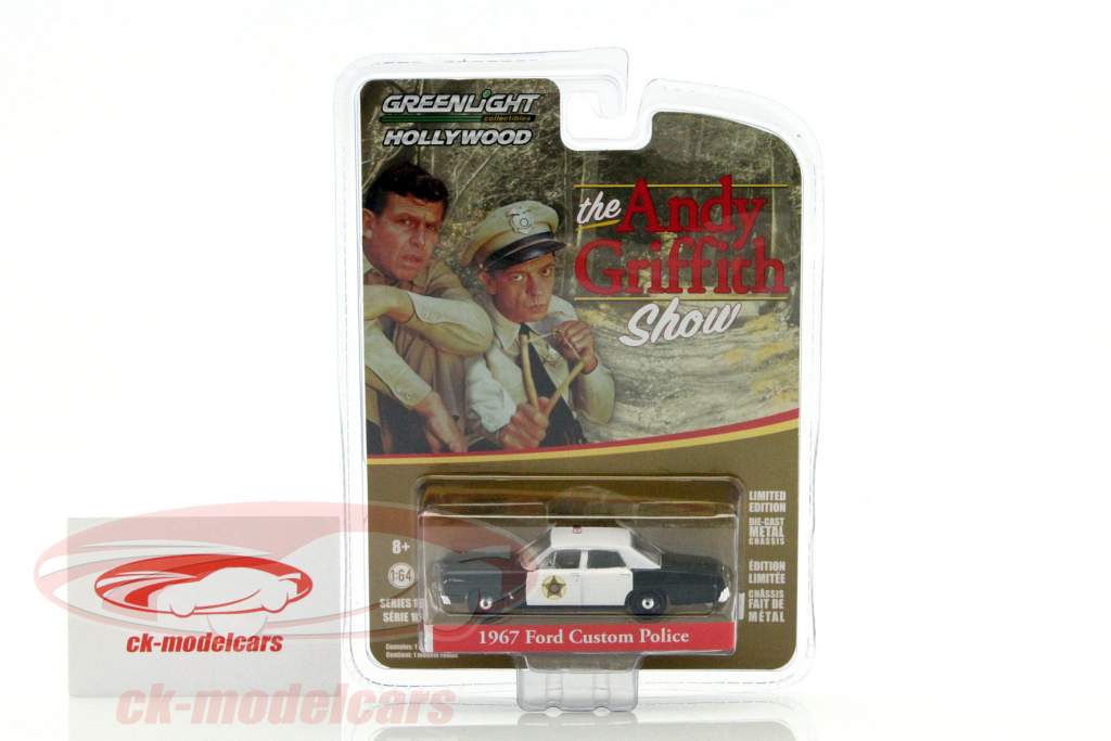 Ford Custom Police 电视剧 Andy Griffith Show 1960-68 黑 / 白 1:64 Greenlight