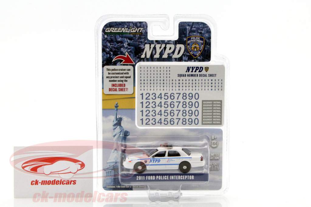 Ford Crown Victoria Police Interceptor NYPD year 2011 white 1:64 Greenlight