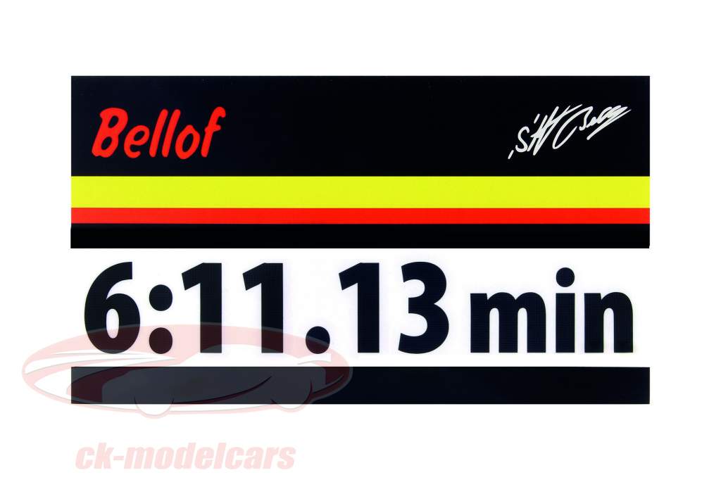 Stefan Bellof sticker opnemen lap 6:11.13 min zwart 120 x 25 mm