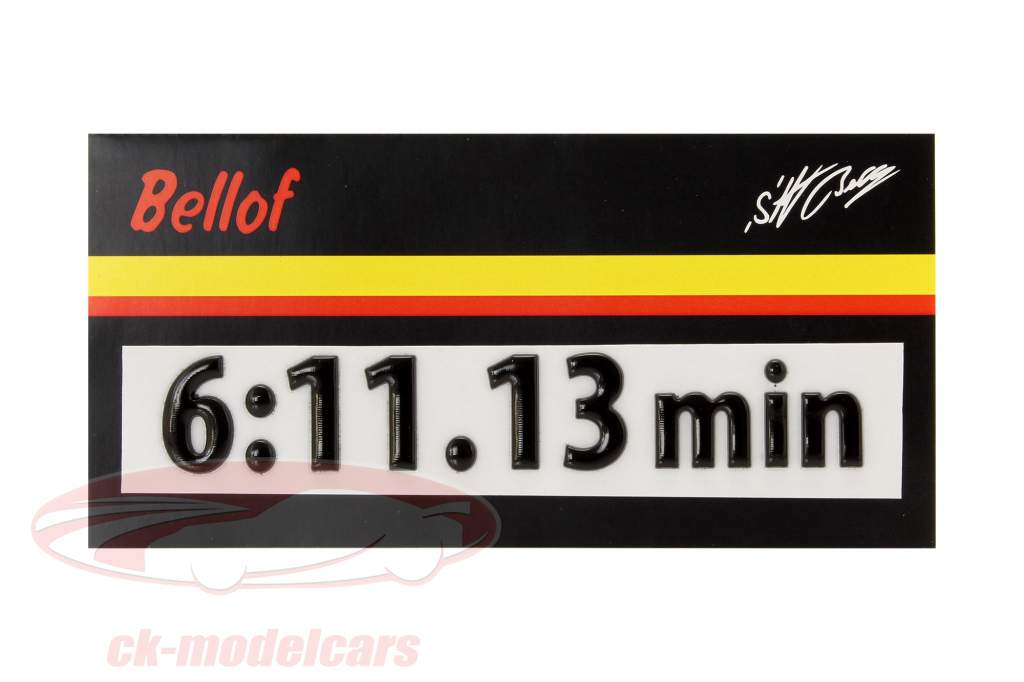 Stefan Bellof 3D mærkat rekord skødet 6:11.13 min sort 120 x 25 mm