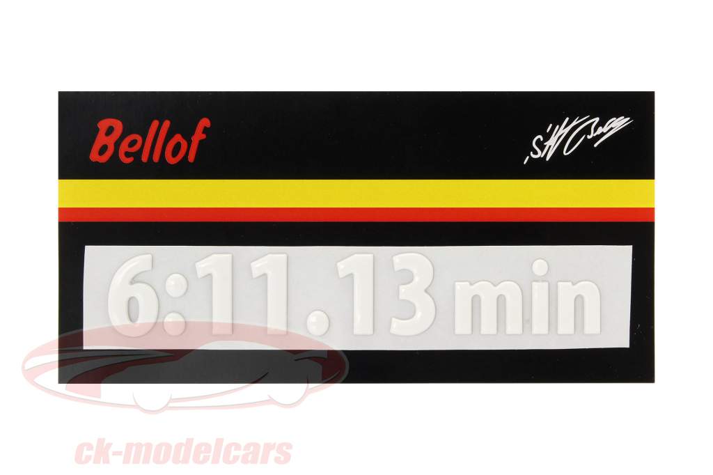 Stefan Bellof 3D Aufkleber Rekordrunde 6:11.13 min weiß 120 x 25 mm
