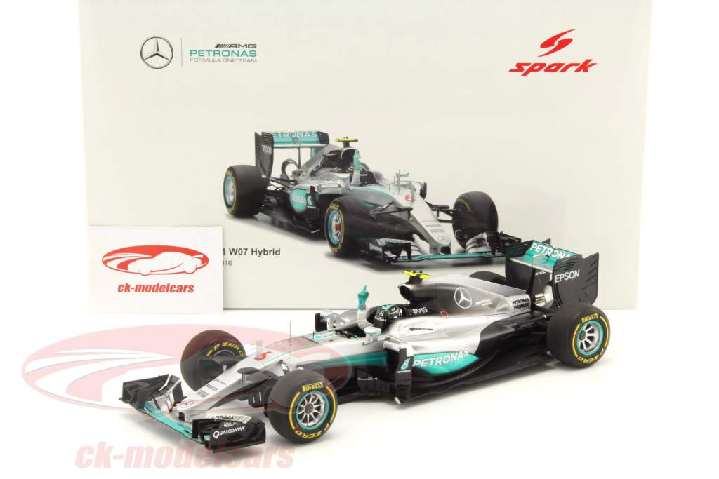 Nico Rosberg Mercedes F1 W07 Hybrid #6 verdensmester Abu Dhabi GP F1 2016 1:18 Spark