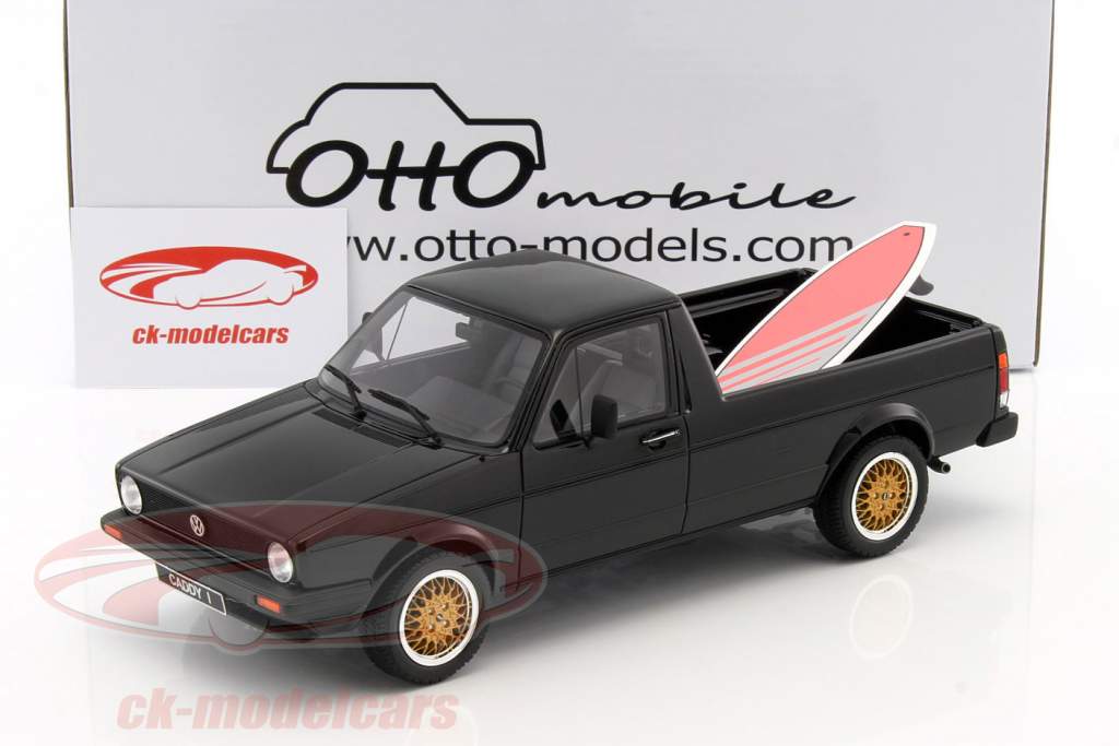 Volkswagen VW Golf Caddy Pick Up с розовый доска для серфинга Год постройки 1979 черный 1:18 OttOmobile