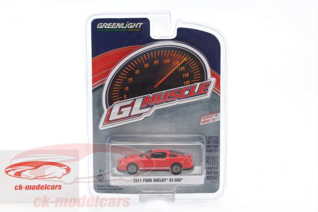 Ford Shelby GT-500 建造年份 2011 红 1:64 Greenlight