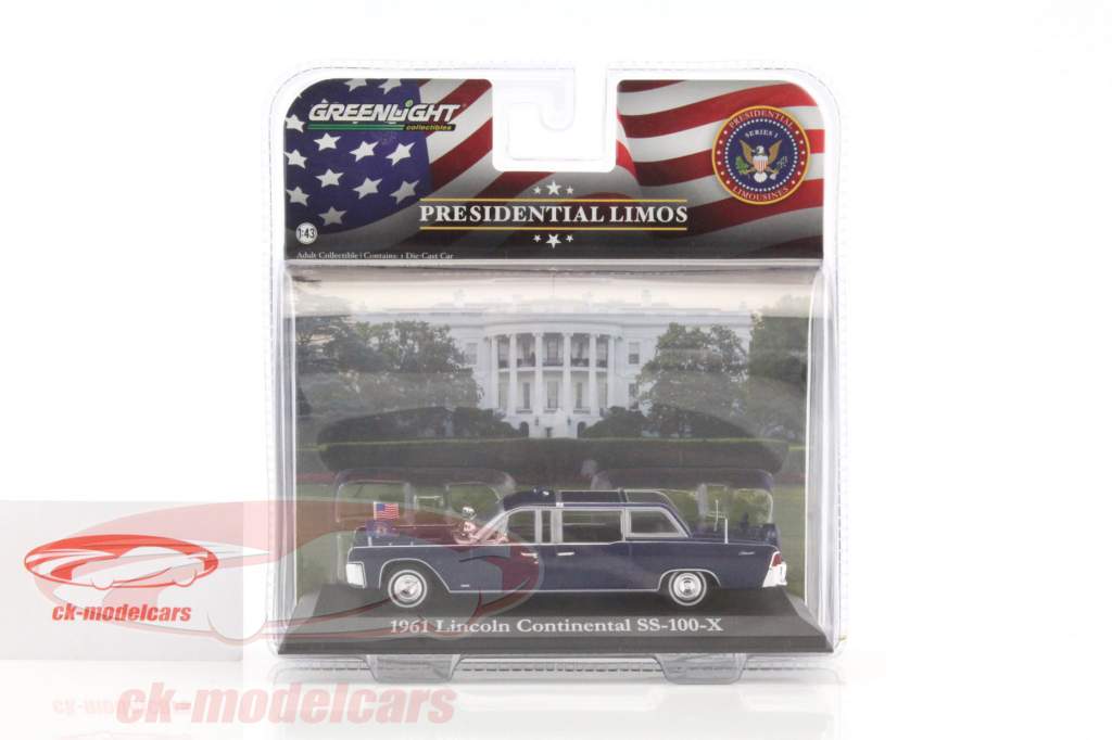 Lincoln Continental SS-100-X año 1961 John F. Kennedy azul 1:43 Greenlight