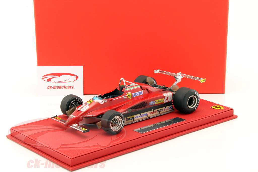 Didier Pironi Ferrari 126C2 #28 Long Beach US West GP fórmula 1 1982 com mostruário 1:18 BBR