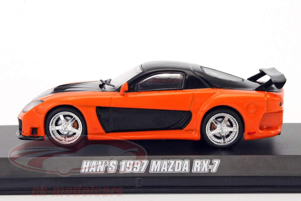 Han's Mazda RX-7 Fast and the Furious Tokyo Drift 2006 oranje / zwart 1:43 Greenlight