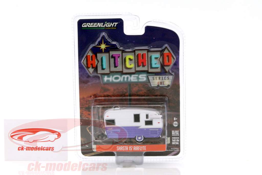 Shasta Airflyte année de construction 2015 blanc / pourpre 1:64 Greenlight