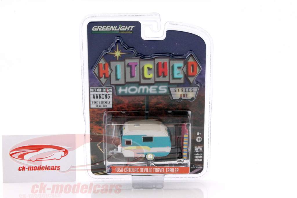 Catolac Deville Travel Trailer 築 1958 白 / トルコ石 1:64 Greenlight