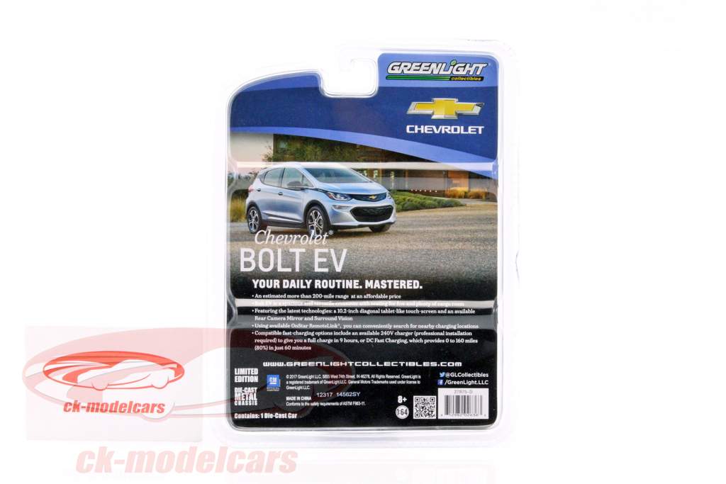 Chevrolet Bolt EV Bouwjaar 2017 blauw 1:64 Greenlight