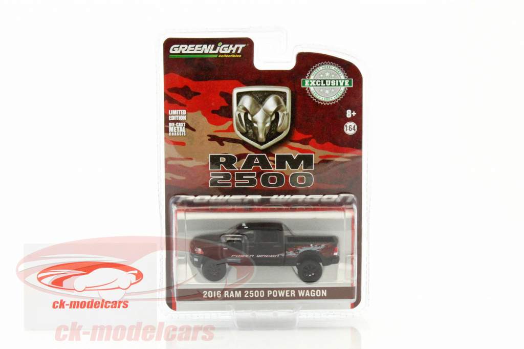 Dodge Ram 2500 Power Wagon Opførselsår 2016 mat sort 1:64 Greenlight