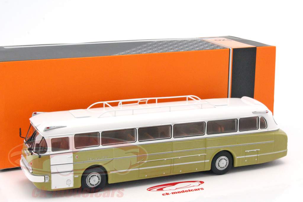 Ikarus 66 ônibus ano de construção 1972 branco / brilhante oliva 1:43 Ixo