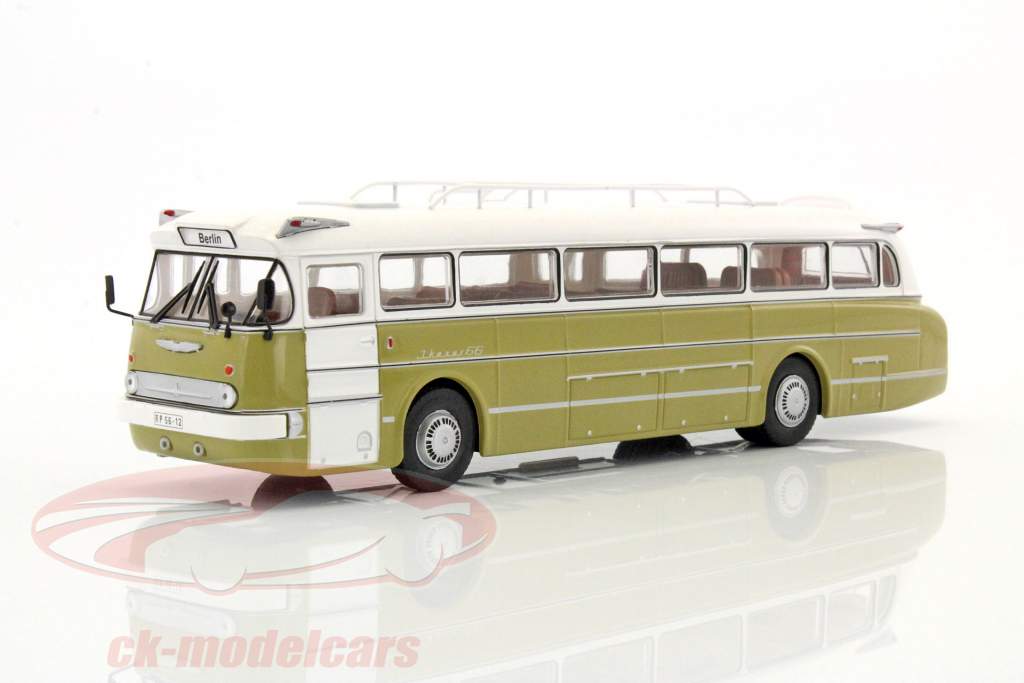 Ikarus 66 ônibus ano de construção 1972 branco / brilhante oliva 1:43 Ixo