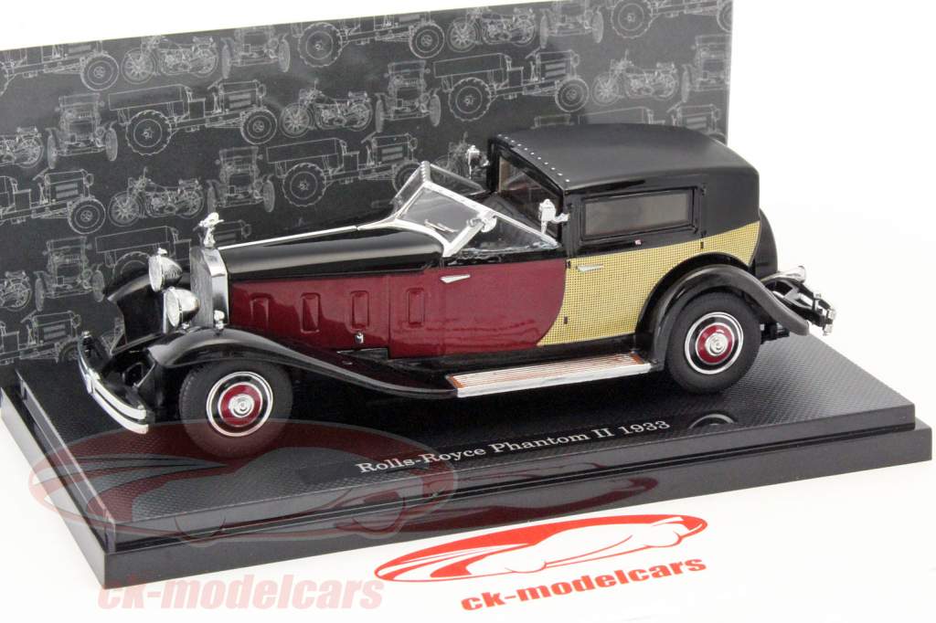 Rolls Royce Phantom II Construction year 1933 ruby red / black / gold 1:43 Dongguan