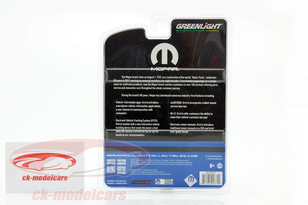 Dodge Charger SRT Hellcat année de construction 2017 bleu / blanc 1:64 Greenlight