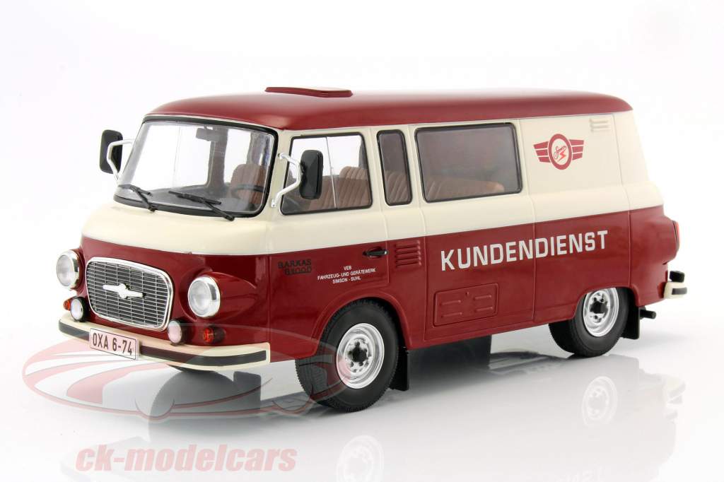 Barkas B1000 Половина автобуса Simson Обслуживание клиентов красный / крем белый 1:18 ModelCar Group