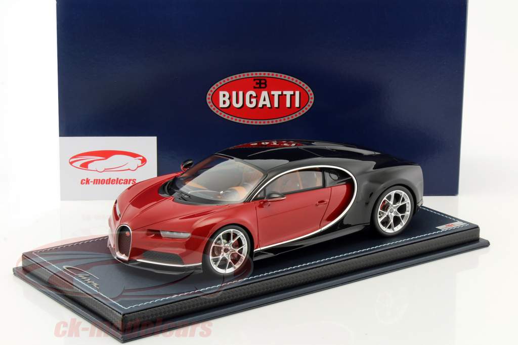Bugatti Chiron rouge / noir avec vitrine 1:18 MR Models