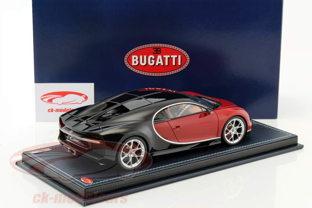 Bugatti Chiron rot / schwarz mit Vitrine 1:18 MR Models