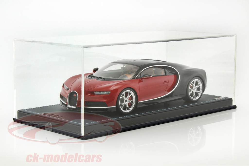 Bugatti Chiron red / black with showcase 1:18 MR Models