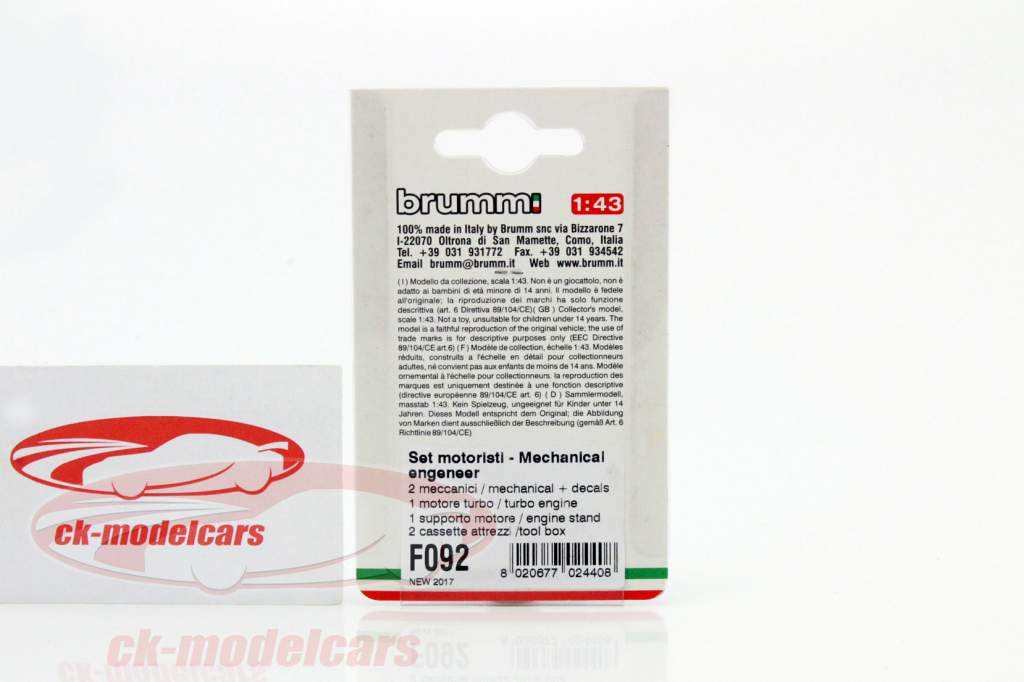 马达试剂盒： 2 机械师 和 饰品 1:43 Brumm