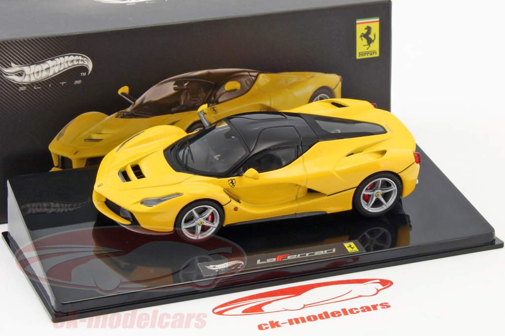 Ferrari LaFerrari Jaar 2013 geel 1:43 HotWheels Elite
