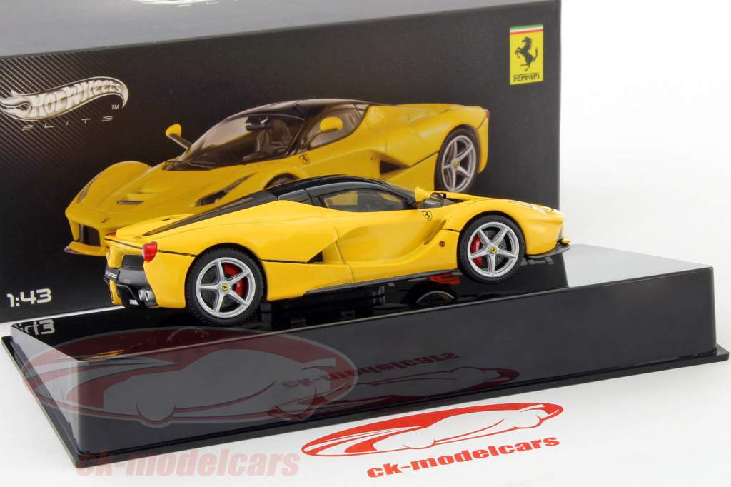 Ferrari LaFerrari Jaar 2013 geel 1:43 HotWheels Elite